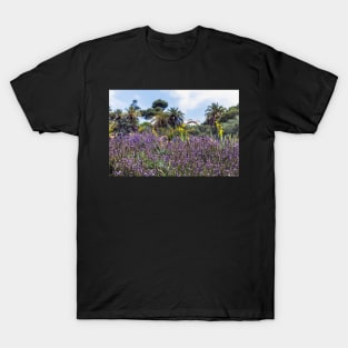 Lush purple sage flowers with palms in the background T-Shirt